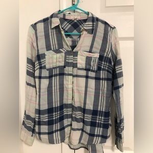 Women’s Maurice’s blue plaid blouse size XS EUC